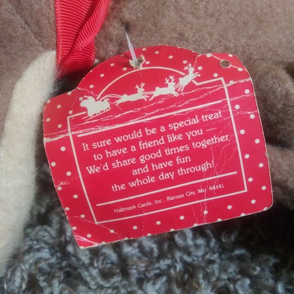 Vintage Hallmark Plush RODNEY REINDEER w/ Red Ribbon Stuffed Toy Animal HTF - Picture 10 of 11